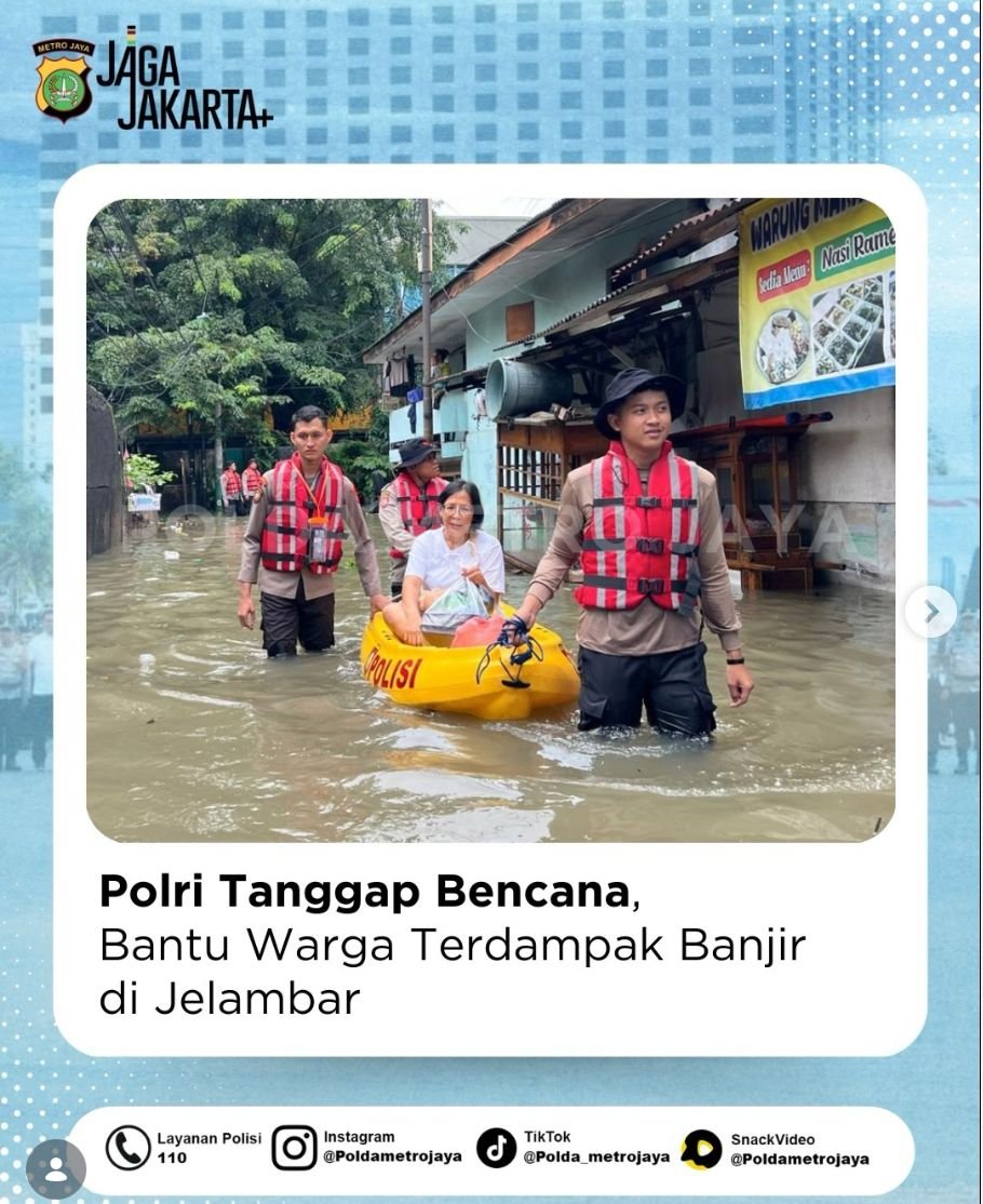 Terjang Banjir Sedalam Satu Meter, Tim SAR Brimob Yon C Pelopor Evakuasi Warga Duren Villa Ciledug